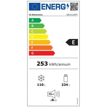 LG Ψυγειοκαταψύκτης 344lt Total NoFrost Υ186xΠ59.5xΒ68.2εκ. Inox GBV21L0EPY